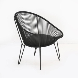 Chaise Acapulco moderne en rotin PE, siège ovale, structure métallique, coussin, mobilier de bistrot pour balcon, patio, jardin, extérieur, vente en gros - Product Image 3
