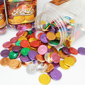 Monedas de Chocolate de Aluminio Dorado de Calidad Fina al por Mayor, Producto Halal, Lingotes de Chocolate con Leche en Forma de Moneda de Oro - Product Image 2