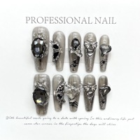 Faux ongles gothiques à presser pour manucure DIY, couverture complète, marque privée, fabricant