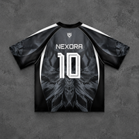 T-shirt OEM surdimensionné personnalisé brodé et imprimé, Taille 10, 100% Polyester, T-shirts de football style joueur mondial européen