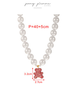 Collar con Colgante <span class=keywords><strong>de</strong></span> Oso con Circonitas Cúbicas y Perla <span class=keywords><strong>de</strong></span> Agua Dulce, Estilo Y2K, Joyería <span class=keywords><strong>de</strong></span> Moda para Mujeres y Niñas, Regalo - Product Image 4
