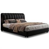 Meubles de chambre à coucher en similicuir au design moderne, lit double king size confortable et réglable avec dossier souple