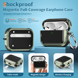 Funda Magnética para <span class=keywords><strong>AirPods</strong></span> <span class=keywords><strong>Pro</strong></span> 3 4, Carga Inalámbrica, Antigolpes, Cubierta para Auriculares, Acabado Mate de Lujo, Protectora y Resistente, con Llavero - Product Image 3