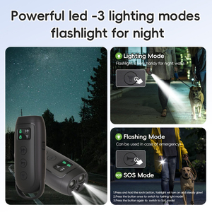 Dispositivo 3 en 1 para Entrenamiento de Perros, Disuasor de Ladridos, Repelente Ultrasónico con Linterna (<span class=keywords><strong>SOS</strong></span>) y LED 3X - Product Image 3
