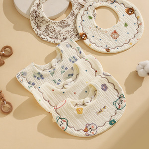Bavoirs pour bébé en coton 100% personnalisés à <span class=keywords><strong>6</strong></span> couches, jolis imprimés en forme de pétale, bavoirs en mousseline pour nourrissons - Product Image 2