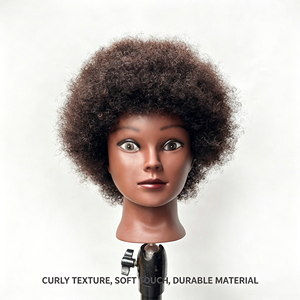 Cabeza de Maniquí con <span class=keywords><strong>Cabello</strong></span> Natural Estilo Yaki Europeo Americano, para Prácticas de Trenzado, Pelucas Negras, <span class=keywords><strong>Cabello</strong></span> <span class=keywords><strong>Rizado</strong></span> y Voluminoso, 38cm - Product Image 1