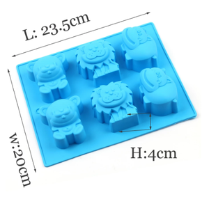 Silicone Mold <strong>Hippo</strong> lion Bear Animal Silicone Cake <strong>Chocolate</strong> Mold 6 Making Moulds - Product Image 5