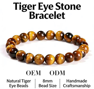 Gelang Manik-manik Vintage Batu Mata Harimau Kuning Alami Gaya Eropa Amerika Unisex Grosir - Product Image 1