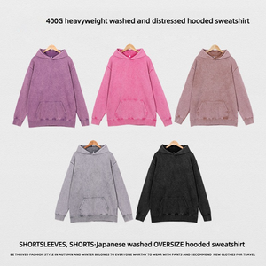 เสื้อฮู้ดดี้วินเทจแบบฟอกสี เสื้อฮู้ดดี้แบบสวมหัว สตรีทแวร์ยูนิเซ็กส์ สไตล์เรโทร ลุคซีดจาง สำหรับผู้ชายและผู้หญิง - Product Image 3