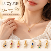 LUOYUNE – collier avec pendentif en forme de dessin animé pour garçon et fille, en cuivre doré, zircon, breloque colorée, bijoux mignons, cadeau pour femmes et filles