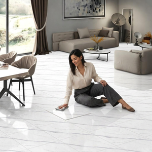 Baldosas de Porcelana con Efecto Mármol Gris Albedo Saturio, 600x600mm, Pulido Brillante, Cerámica - Product Image 4