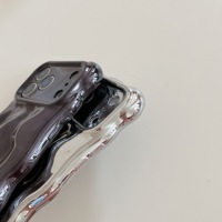 Luxe Ondulé 3D Météorite Placage Étui Souple pour iPhone 12 13 14 15 16 17 Pro Max Anti-Chute Protection Complète Paillettes Couverture Brillante