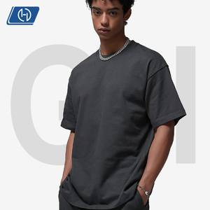 <span class=keywords><strong>T</strong></span>-shirt in cotone pesante 305G, oversize, tonalità terra, da uomo, vestibilità ampia, streetwear, casual, a maniche corte, tinta unita - Product Image 2