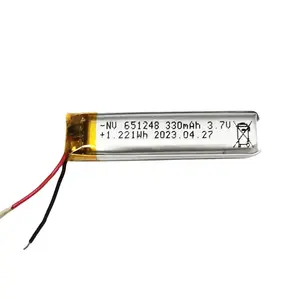 Kualitas tinggi 651248 3.7v 330mah baterai li-polimer 3.7v baterai li-ion 1.221Wh untuk perangkat GPS speaker baterai isi ulang