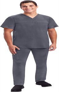 Haut de blouse médicale pour homme Justin, col en V, coupe moderne, avec poche sur la poitrine, en tissu tricoté, pour usage hospitalier, entretien facile, extensible - Product Image 3