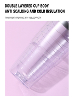 Gobelet en acrylique transparent à double paroi de 22 oz, réutilisable, avec couvercle et paille, idéal pour le camping et l'isolation thermique – Vente en gros à chaud