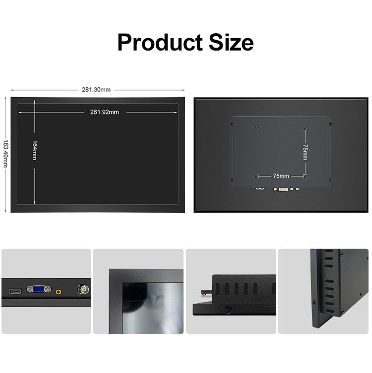 Wholesale Price 12.1" 12" Wall Mount Metal Snap Wide Touch Screen Ear Mounted Industrial Panel Computer Industri Monitors