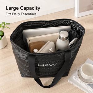 Custom Logo Unisex HandBag Zipper Two Durable Large Capacity Reusable Printed Calico Design Black <b>Nylon</b> Material Polyester - Product Image 5
