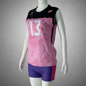 เสื้อกีฬาวอลเลย์บอลแขนกุดสีชมพูสำหรับเด็กผู้หญิง ดีไซน์เองได้ ขายดีที่สุด - Product Image 1