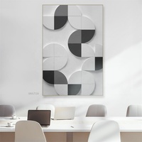 Art mural minimaliste surdimensionné blanc cassé et gris 3d Vision Board canapé fond tenture murale décoration murale en bois