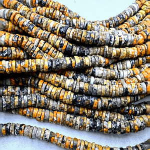Wholesale 16 Inches 5-6MM Natural Yellow Bumble <b>Bee</b> Jasper Faceted Heishi Tier Shape Beads Premium Quality for Jewelry Making - Product Image 1