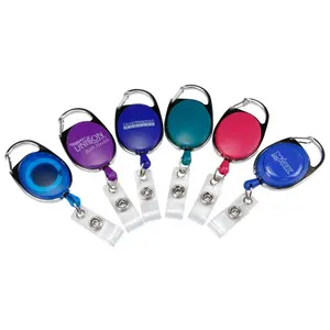 Einziehbare benutzer definierte PVC-Clip-ID-Karte mit Epoxy-Logo Karabiner-Abzeichen Rolle Pull Reel Yoyo