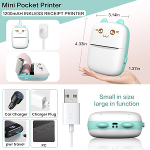 Mini-imprimante compacte sans encre, imprimante sans fil Bluetooth compatible avec iOS et Android, imprime des photos, des mémos et des autocollants - Product Image 2