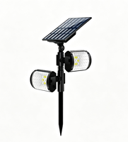 Lampe solaire LED à brancher, haute luminosité, étanche, pour extérieur, paysage, arbres et pelouses, avec double tête et commande manuelle