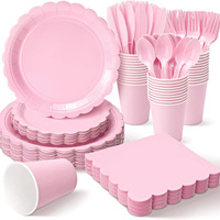 Fournitures de fête jetables pour les anniversaires, les pique-niques et les fêtes de vacances, décorations et gobelets à boisson, ensemble de vaisselle de fête, serviettes d'anniversaire