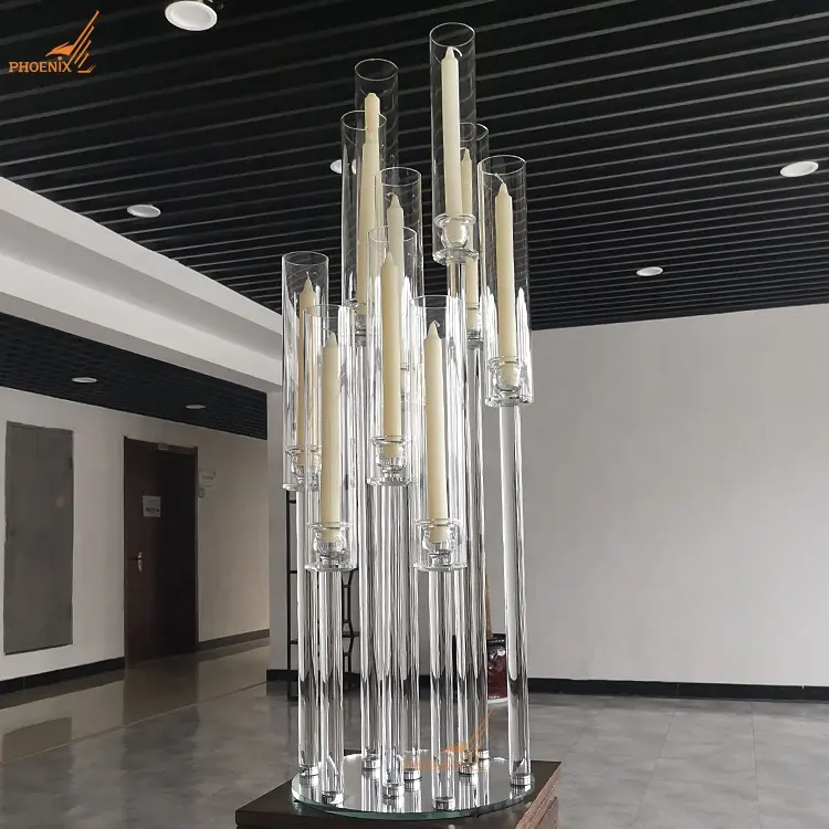 10ホルダー高さ100 cm結婚式のテーブルデコレーションエレガントなセンターピース背の高いクリスタルガラス燭台