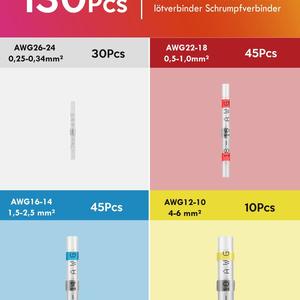 130 Conectores de Cable Termocontraíbles Impermeables AWG26 10, Adaptadores de PVC Enchufables - Product Image 5