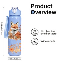 Bouteille d'eau en PC de 750 ml avec paille, couvercle réutilisable et anti-fuite, et verrou de sécurité