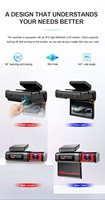 Kamera Dasbor Mobil Tahan Air dengan Layar IPS Lipat Full HD 2K, Kamera Tunggal, WiFi, GPS, Penglihatan Malam, dan Perekaman Loop