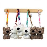 Porte-clés en peluche doux et écologique, motif chiot West Highland avec nœud mignon, poupée en peluche moelleuse