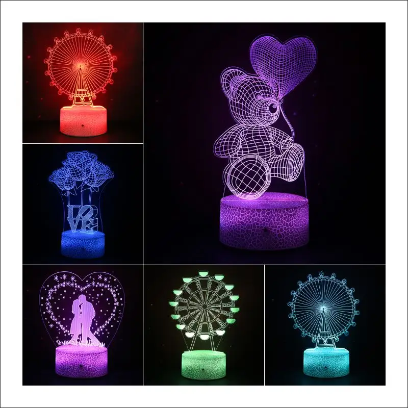 Creative love pattern colorful glowing soveniers wedding valentine gifts for couple