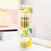 Ensemble de 12 crayons de papeterie scolaire pour enfants, dessin animé mignon, cadeau de maternelle avec gomme, crayon en gros