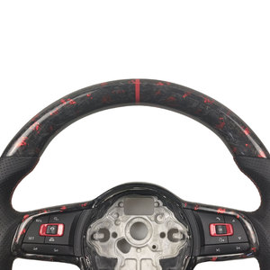 Volante de Fibra de Carbono Forjado en Rojo para Volkswagen <span class=keywords><strong>MK7</strong></span> <span class=keywords><strong>GTI</strong></span> R <span class=keywords><strong>Golf</strong></span> 7 <span class=keywords><strong>Golf</strong></span> 6 <span class=keywords><strong>MK7</strong></span> <span class=keywords><strong>MK7</strong></span>.5 Passat B8 Scirocco - Product Image 4