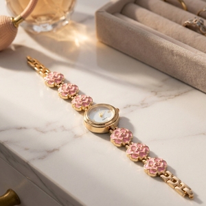 <span class=keywords><strong>Montre</strong></span>-bracelet pour <span class=keywords><strong>femme</strong></span> de style vintage, design floral personnalisé, <span class=keywords><strong>montre</strong></span>-bracelet moderne et contemporaine - Product Image 1