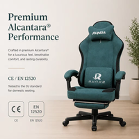 Chaise de gaming ergonomique de direction en suède avec pivotement à 360°, inclinaison et vérin à gaz à 3 positions, inclinable, OEM