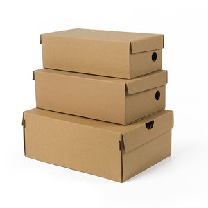 Custom Logo Kraft Paper Packaging Empty Cardboard Shoe Box Square Storage Box for Sneakers Boots