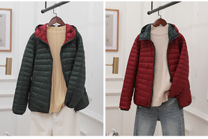 Giacca Imbottita Reversibile da Donna Ultraleggera con Cappuccio, Calda e Leggera, Vendita Promozionale - Product Image 4