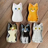 Plat à sauce pour animaux de compagnie mignons du Japon, plat à condiments en céramique créatif en forme de visage de chat mignon, petites assiettes, vaisselle, fournitures de cuisine à domicile