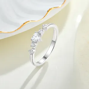 Custom OEM Fine Jewelry 925 Sterling Silver Rhodium Plated Ring Natural Gemstone Round Bead Zircon Rainbow Ring for women