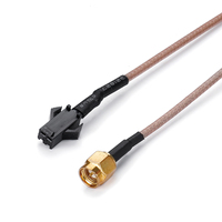Kabel Koaksial SMA Female ke 2 Pin Locking Female dengan Konektor Hitam Mur Hex Emas E321827 untuk Kabel OEM Perangkat