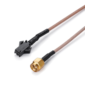 Câble coaxial SMA femelle vers 2 broches femelles avec verrouillage, connecteur hexagonal doré noir E321827 pour câble OEM d'appareil - Product Image 1