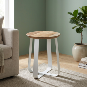 Tabouret réglable en fer avec assise en bois, style industriel antique, pour aménagement intérieur (Inde), salon, appartement, ferme, villa - Product Image 3