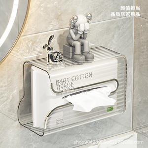 Boîte à mouchoirs murale moderne, sans perçage, porte-papier rectangulaire polyvalent pour salle de bain et cuisine - Product Image 5