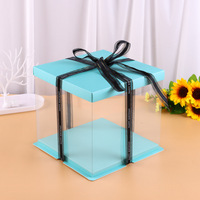 Boîte à gâteaux de forme carrée transparente à impression de logo monocouche de 4/6/8/10/12 pouces vente en gros
