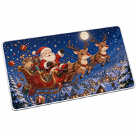 Tapis de souris de jeu de Noël 90x40cm 3mm, tapis de bureau, design animé traîneau du Père Noël, base en mousse PU antidérapante, cadeau de Noël pour les joueurs