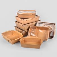Vente en gros de boîtes à sushi en papier kraft recyclable de 54 oz, forme trapézoïdale, option de gaufrage, taille/couleur personnalisable